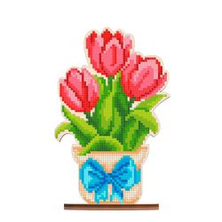 Набор для вышивания бисером WoodStitch "Красный тюльпан", 12х18, SH-025