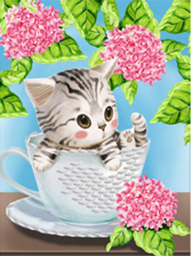 НЛ5-008 Набор для вышивания лентами ТМ Наследие "Котик в кружке"