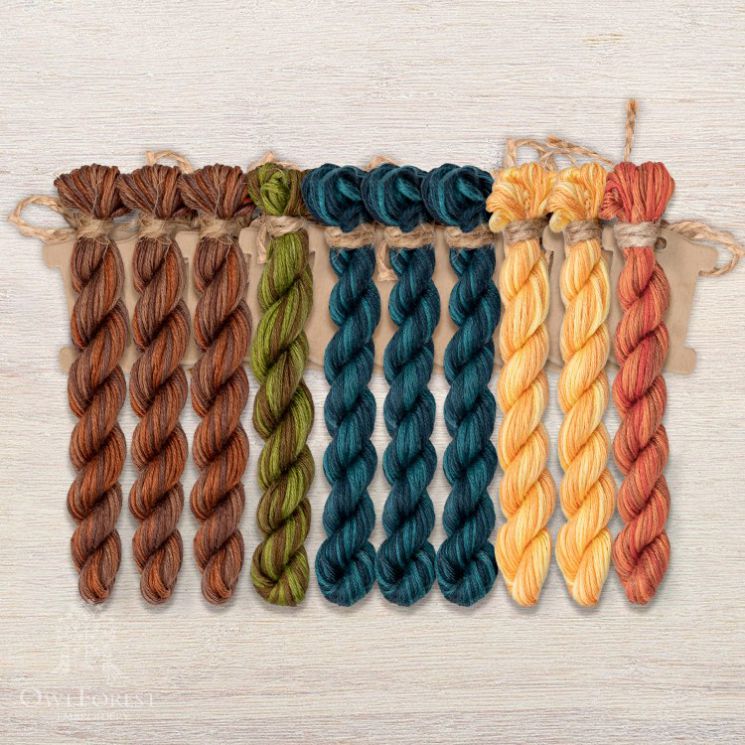 Набор ниток OwlForest для схем «Индейские мотивы» (ПНК) 5 цветов «Цапля» 28 каунт в 2 нити НМул-ИМЦ169-2282-5 