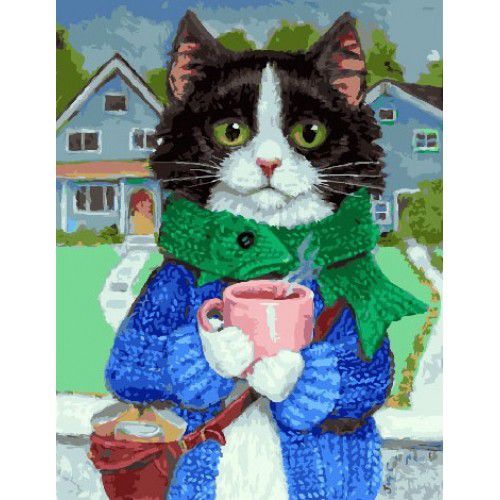 Картина по номерам Paintboy "Котик с кофе" GX26990