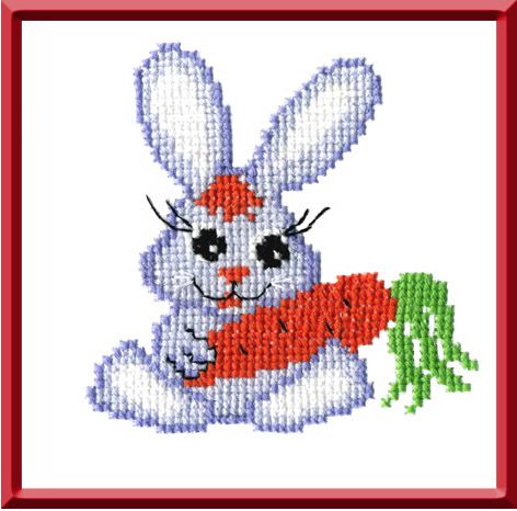 Набор для вышивания крестом ОВЕН "Зайчик с морковкой" 157