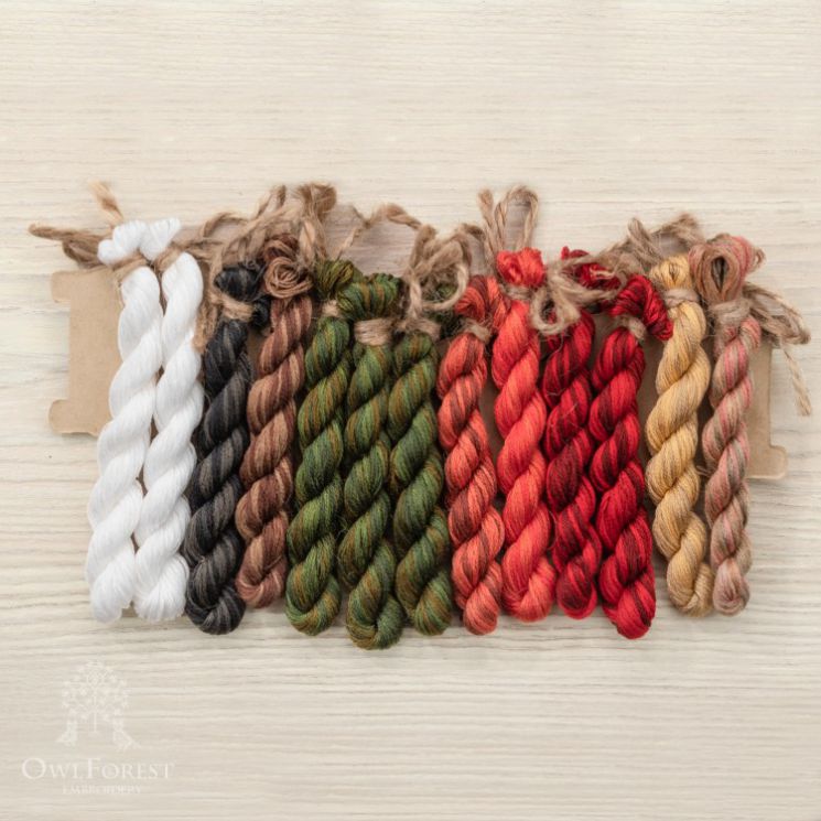 Набор ниток OwlForest для схемы «Праздничные птички» (DMC) 28 каунт в 3 нити