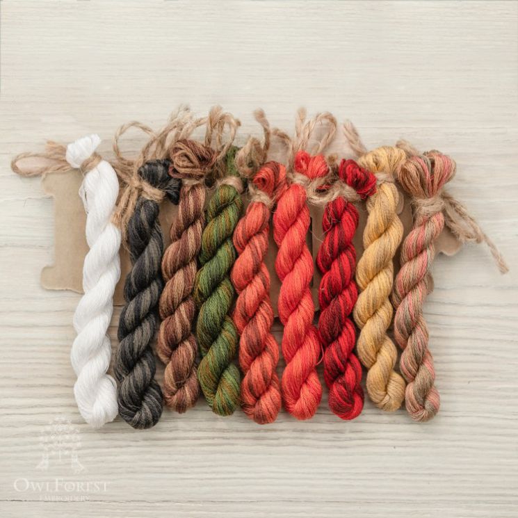 Набор ниток OwlForest для схемы «Праздничные птички» (DMC) 40 каунт в 1 нить