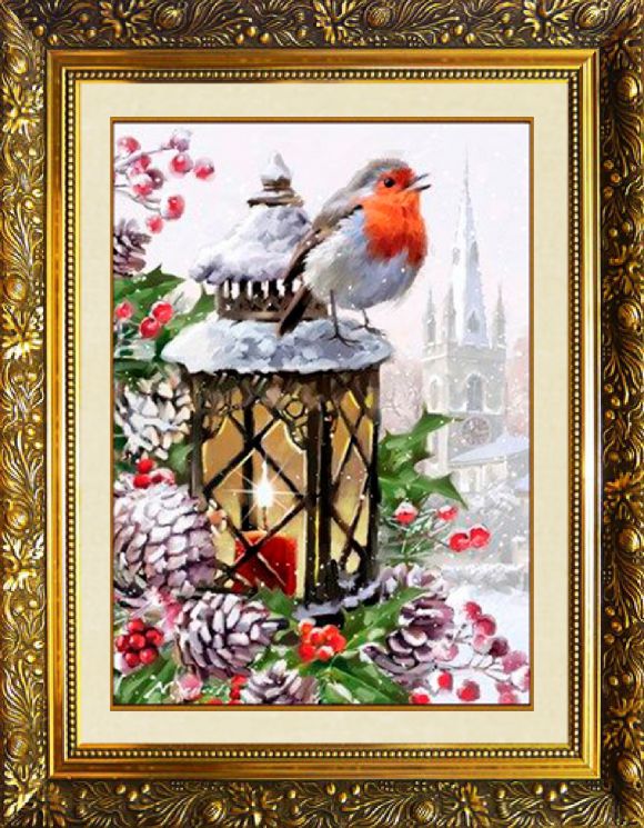 Алмазная мозаика Милато "Снегирь на фонаре" N-703 