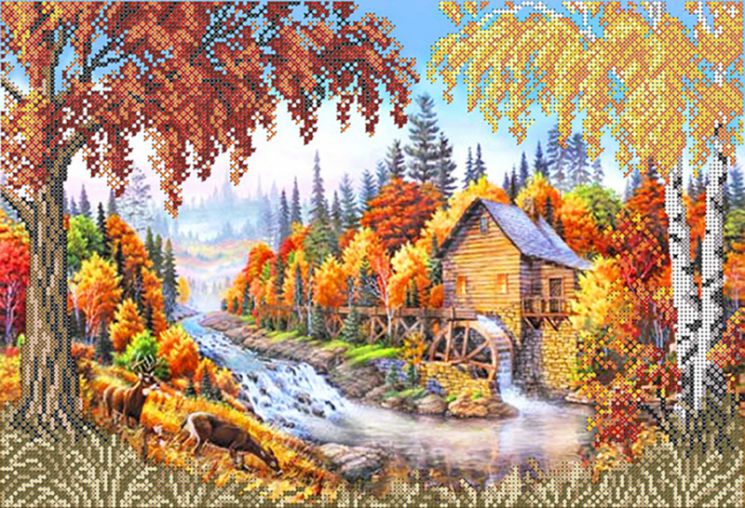 КБ-099 Схема для вышивания бисером ТМ Наследие "Мельница"