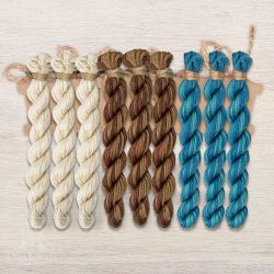 НМул-ИМЯ171-2282-3 Набор ниток OwlForest для схем «Индейские мотивы» (ПНК) 3 цвета «Ящерицы» 28 каунт в 2 нити