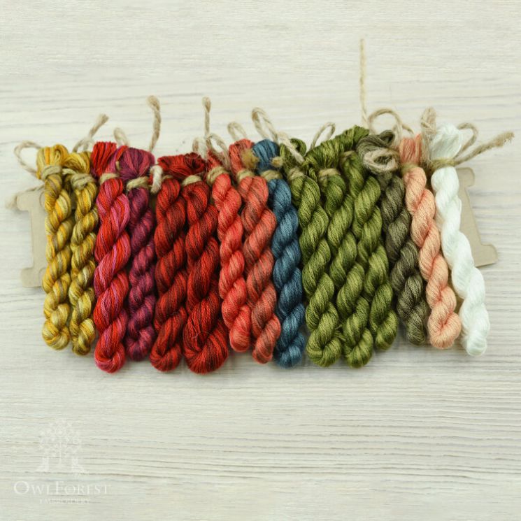 НМул-НС-3322 Набор ниток OwlForest для схемы «Новогодний семплер» (DMC) 28, 32 каунт в 2 нити