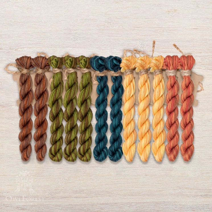 Набор ниток OwlForest для схем «Индейские мотивы» (ПНК) 5 цветов «Ящерицы» 28 каунт в 3 нити НМул-ИМЯ171-2283-5 