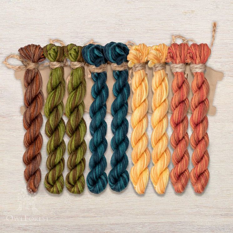 Набор ниток OwlForest для схем «Индейские мотивы» (ПНК) 5 цветов «Ящерицы» 32 каунт в 2 нити НМул-ИМЯ171-2322-5 