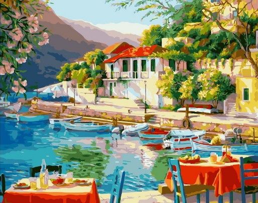 Картина по номерам "Кафе на набережной", MCA1314  40х50 см