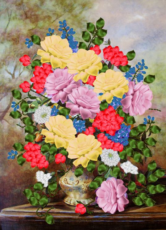 НЛ3-002 Набор для вышивания лентами ТМ Наследие "Насыщенность букета"