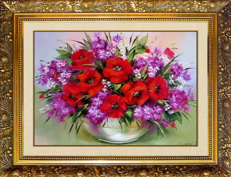 Алмазная мозаика МИЛАТО "Маковый букет" F-344 