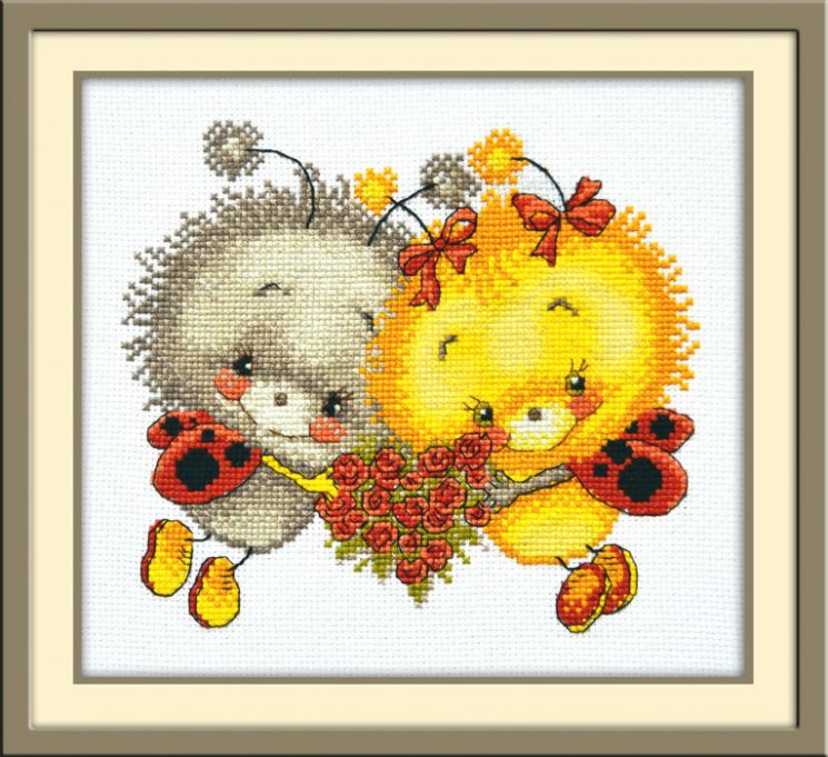 Набор для вышивания крестом ОВЕН "Божьи коровки" 734