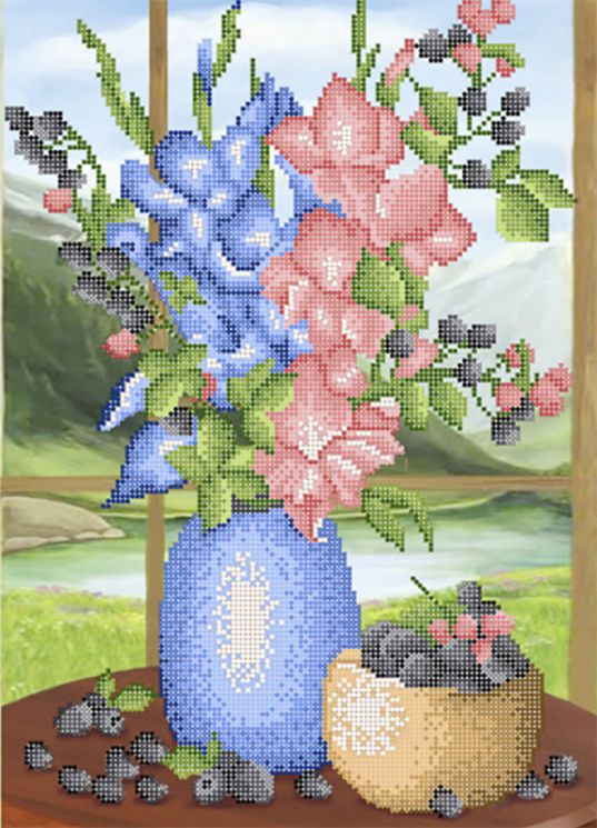 КБ-387 Схема для вышивания бисером ТМ Наследие "Гладиолус и ежевика"