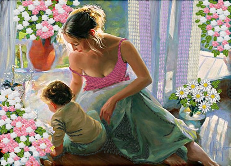 НЛ3-025 Набор для вышивания лентами ТМ Наследие "Нежность материнства"