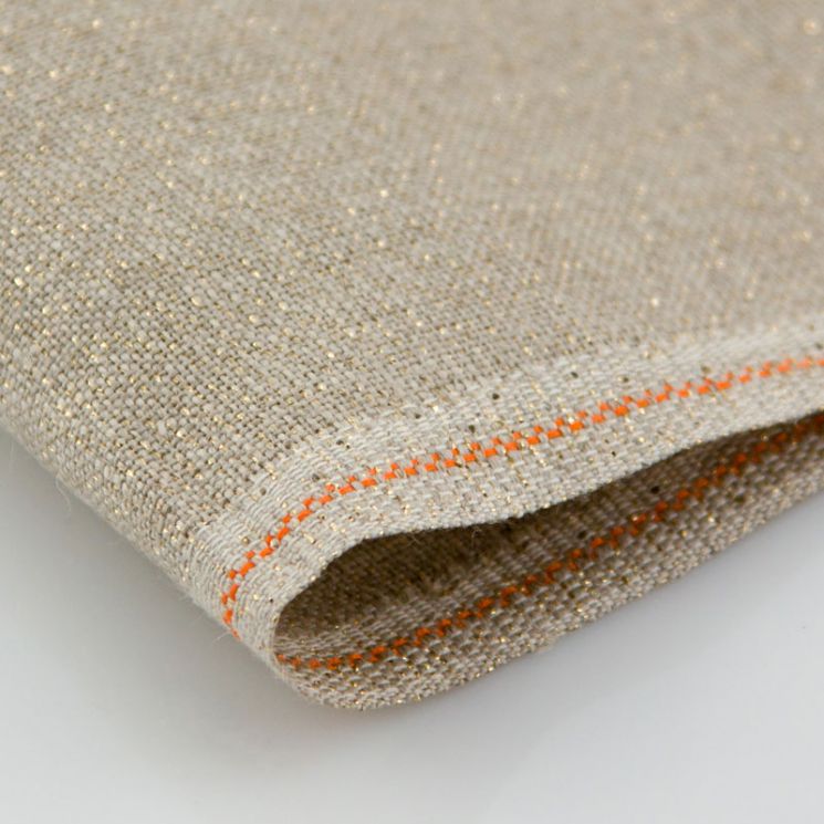 3609/18 Канва  Belfast 32 ct, 50х35 см, цвет натуральный с золотым люрексом (gold raw)