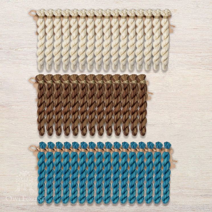 Набор ниток OwlForest для схем «Индейские мотивы» (ПНК) 3 цвета "Панно" 32 каунт в 2 нити НМул-ИМП163-2322-3 