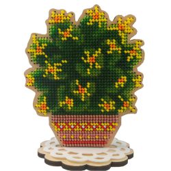 WS-026 Набор для вышивания бисером WoodStitch "Кактус", 12х9