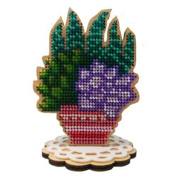 WS-027 Набор для вышивания бисером WoodStitch "Кактусы-суккуленты", 11х8