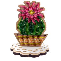 WS-028 Набор для вышивания бисером WoodStitch "Мини-кактус", 8х6