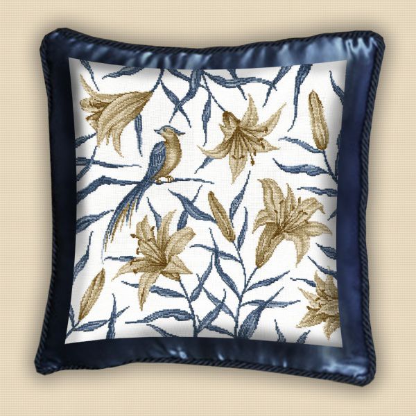 Набор для вышивания крестом ОВЕН "Подушка Райские птицы 1" 532