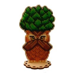 WS-029 Набор для вышивания бисером WoodStitch "Кактус-совушка "Не скажу", 13х8