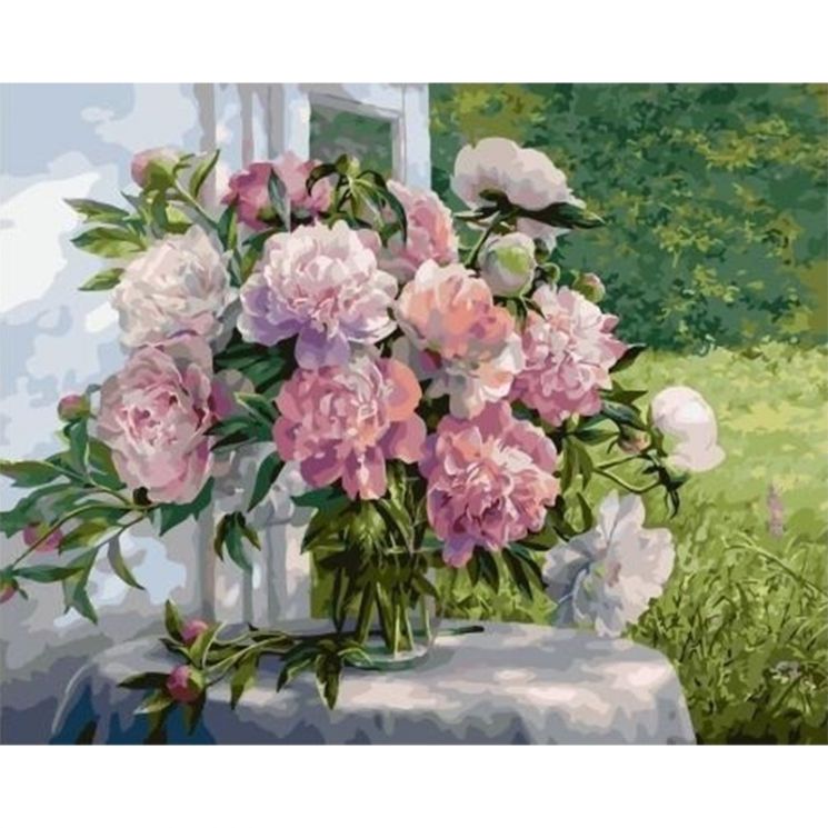 PK59115 (PK6015) Картина по номерам PAINTBOY Премиум "Пионы у окна" (Сатаров Михаил) Эксклюзив