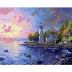 PK 41076 Картина по номерам PAINTBOY "Маяк на закате" Эксклюзив