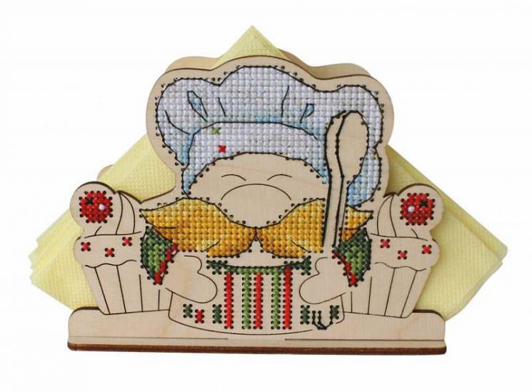 О-014 Набор для вышивания ЩЕПКА "Салфетница "Гном" 13*5*10