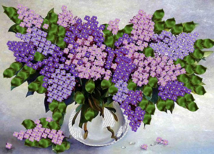 НЛ3-038 Набор для вышивания лентами ТМ Наследие "Гроздья сирени"