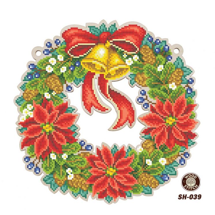 Набор для вышивания WoodStitch "Рождественский венок", 27*28, SH-039