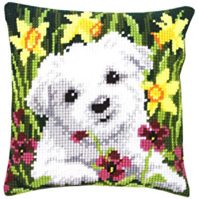 Набор для вышивания крестом Vervaco "Щенок в нарциссах" PN-0147569