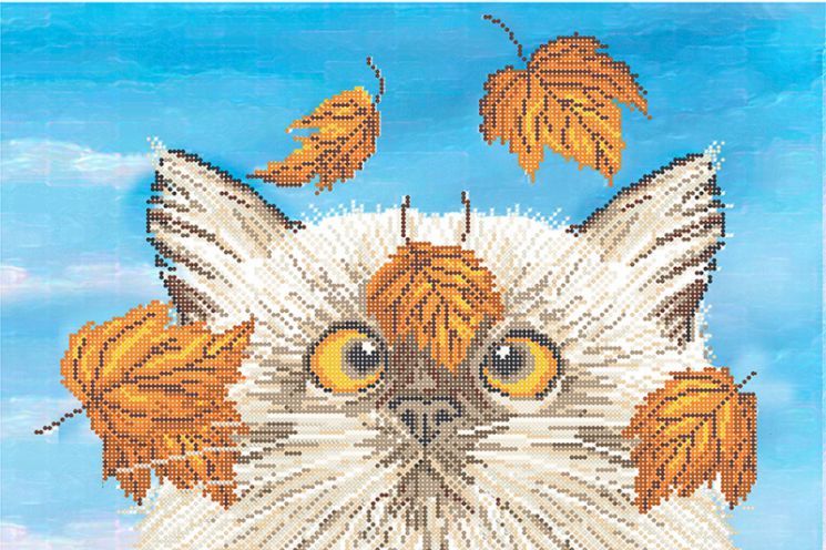 КБ-417 Схема для вышивания бисером ТМ Наследие "Осенний котик"