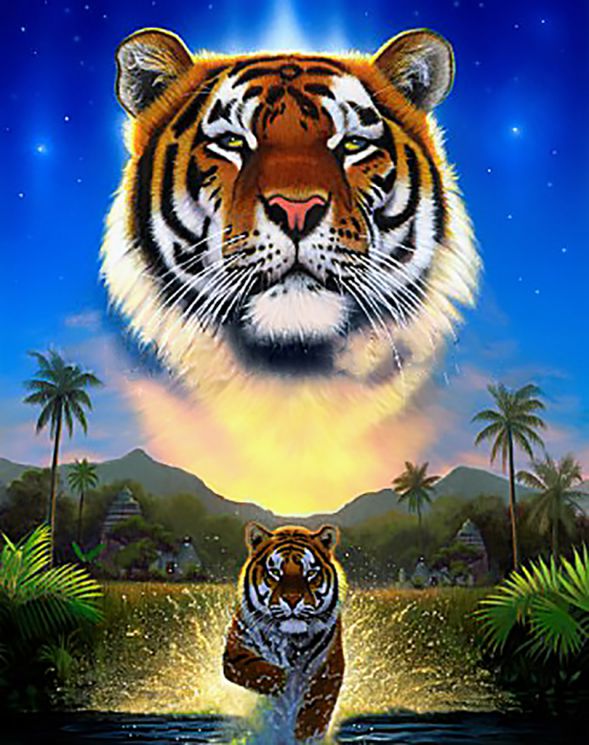 Ag 2411 Алмазная мозаика Гранни "Тигр озера"
