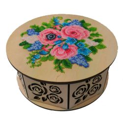 Набор для вышивания WoodStitch Шкатулка-круг "Весна", 21*21*8, KD-005