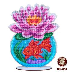 WS-051 Набор для вышивания бисером WoodStitch "Золотая рыбка", 22х16