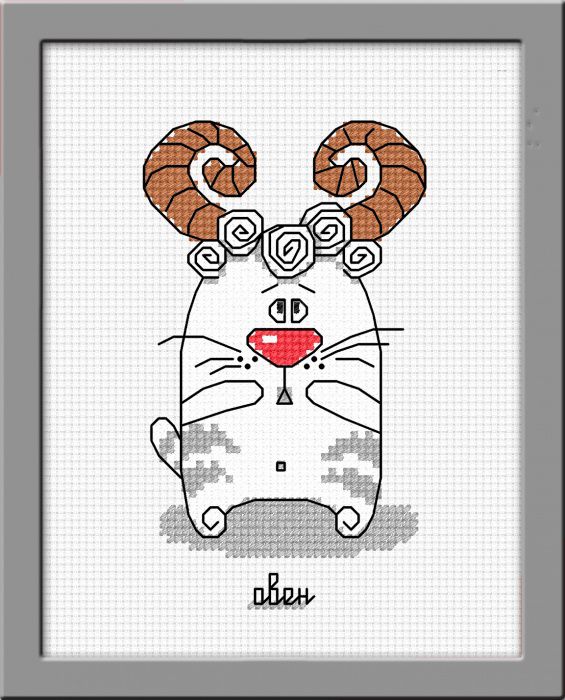 Набор для вышивания крестом ОВЕН "Кошачий гороскоп. Овен" 832