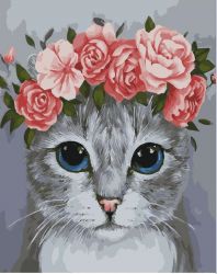 GX28567 Картина по номерам Paintboy "Котик с венком"