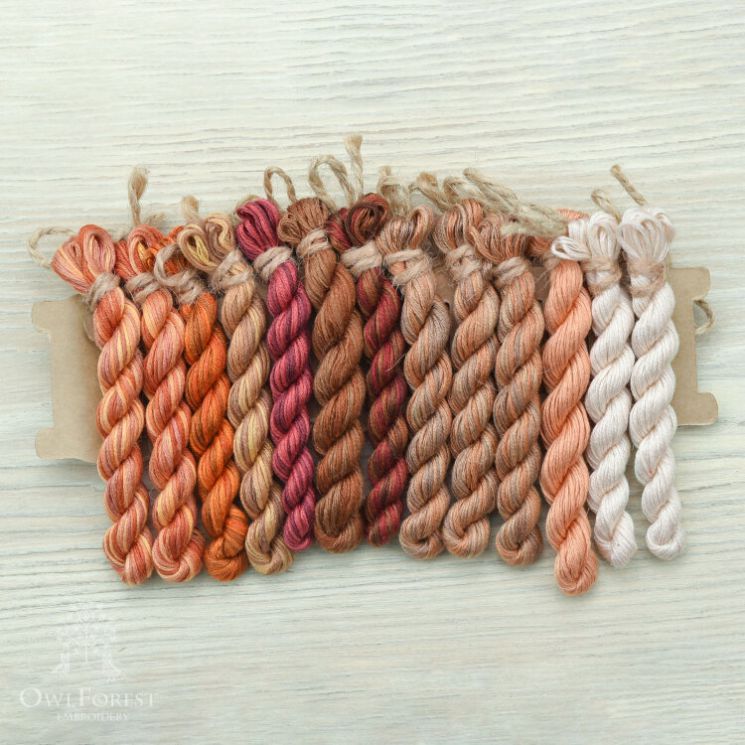 НМул-Кофе-2322 Набор ниток OwlForest для схемы «Кофейный семплер» (ПНК) 28, 32 каунт в 2 нити