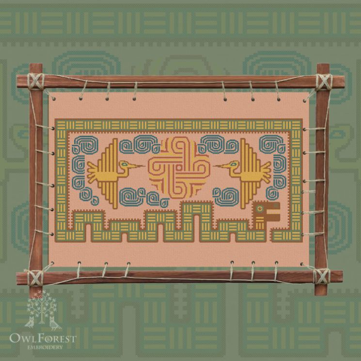 Печатная схема для вышивания Owlforest «Индейские мотивы. Змей» 5 цветов 0173-ИМЗ5-С