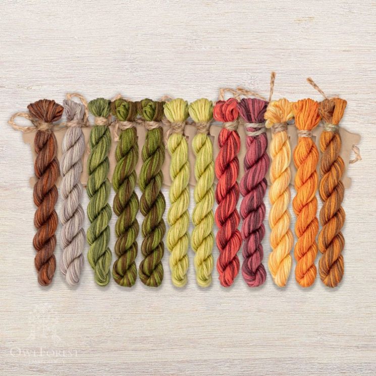 Набор ниток OwlForest для схемы «Щедрая осень» (ПНК) 32, 36 каунт в 2 нити НМул-ЩО038-2322